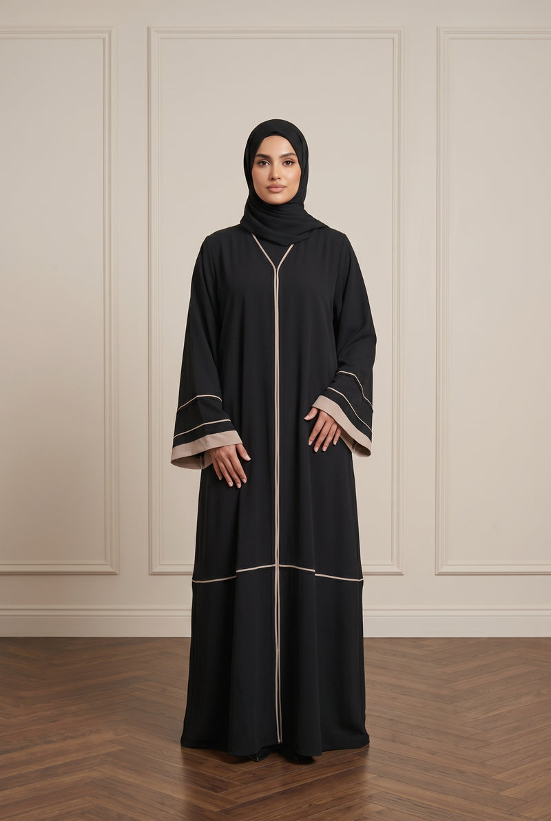 Abaya Kuwait Black Stripewing