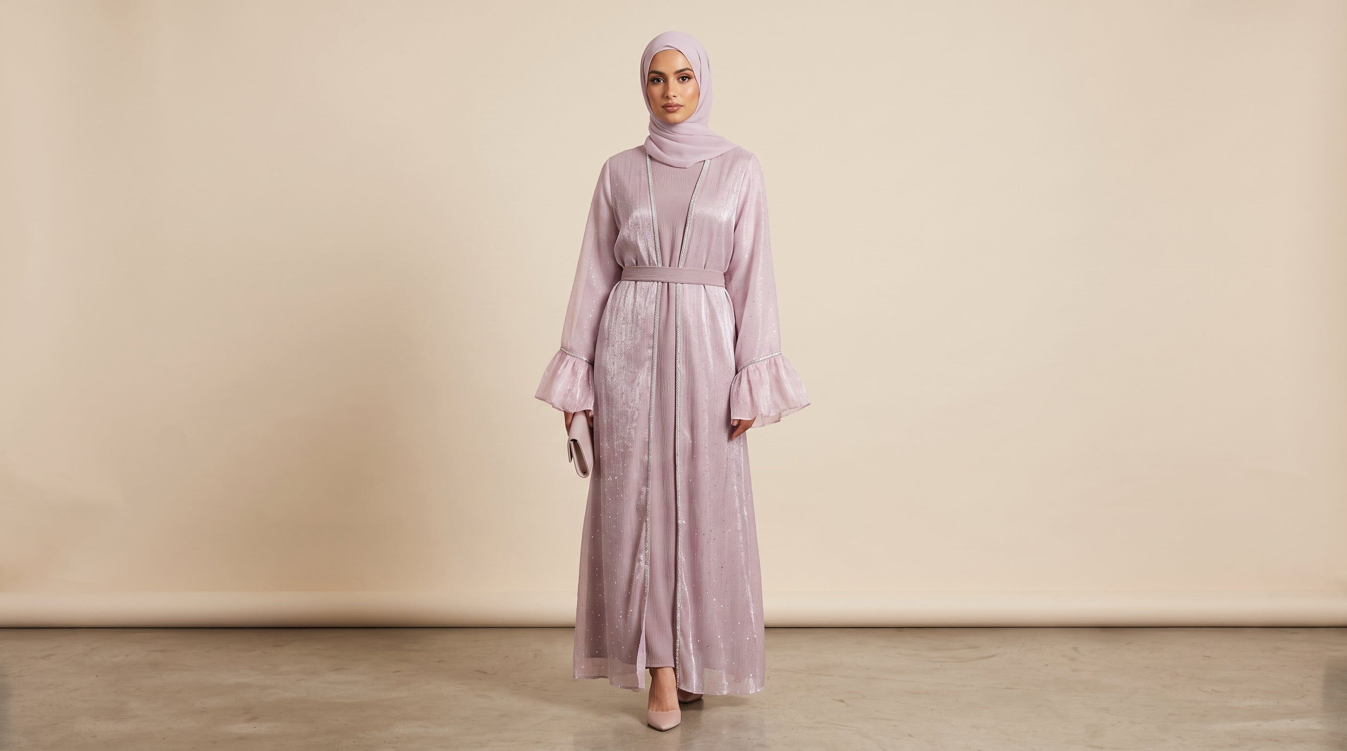 Cuffed Sleeve Organza Abaya