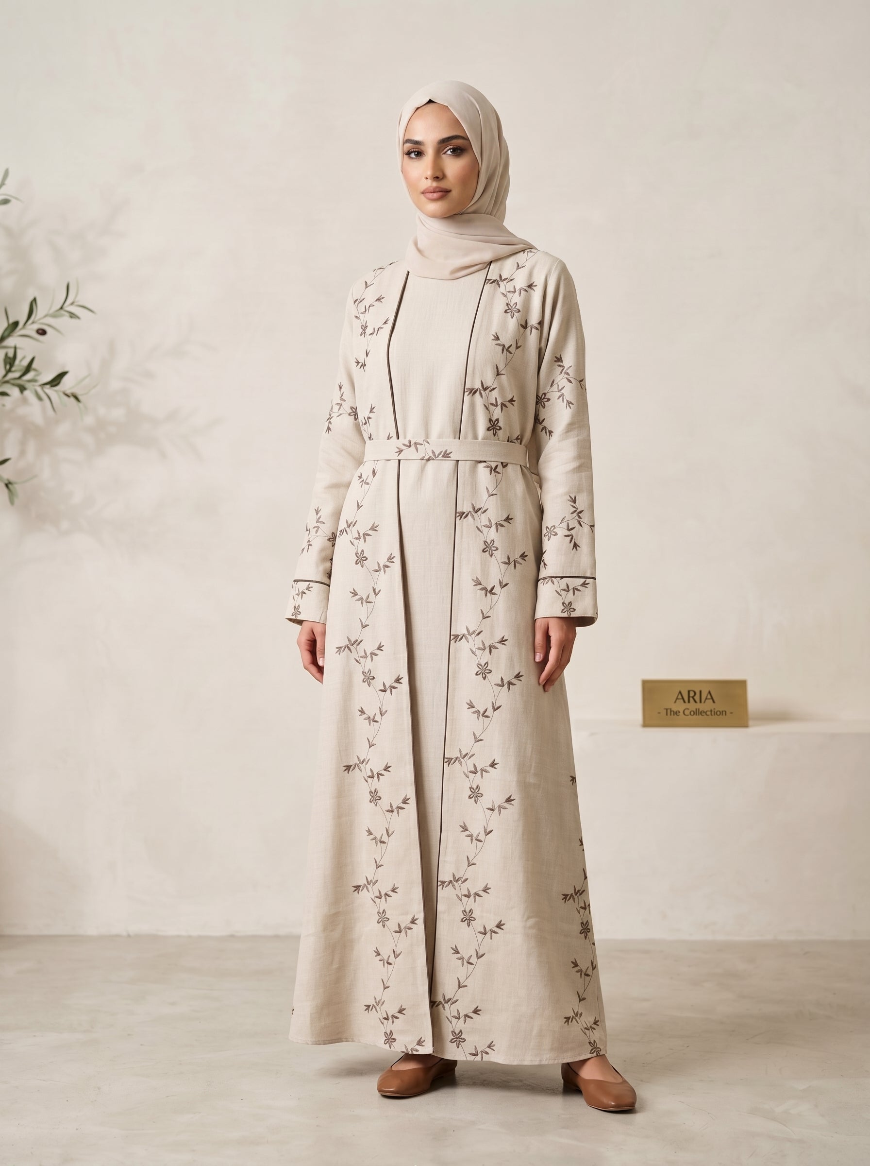 Linen Open Abaya