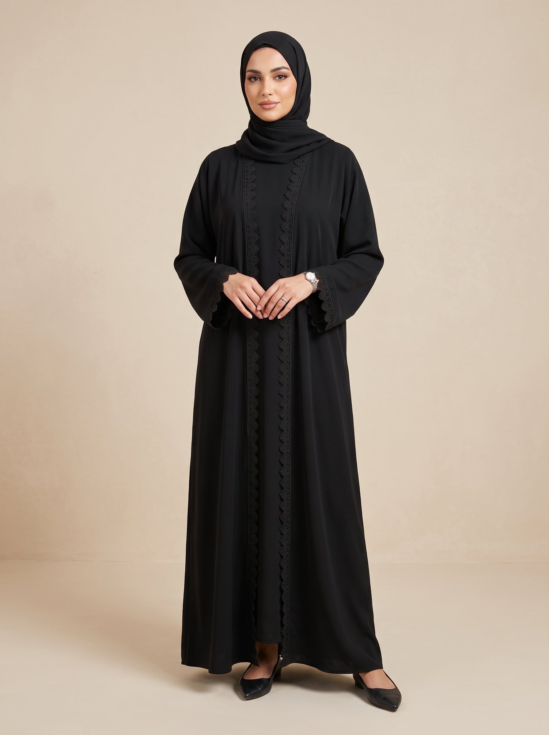 Open Abaya Satin