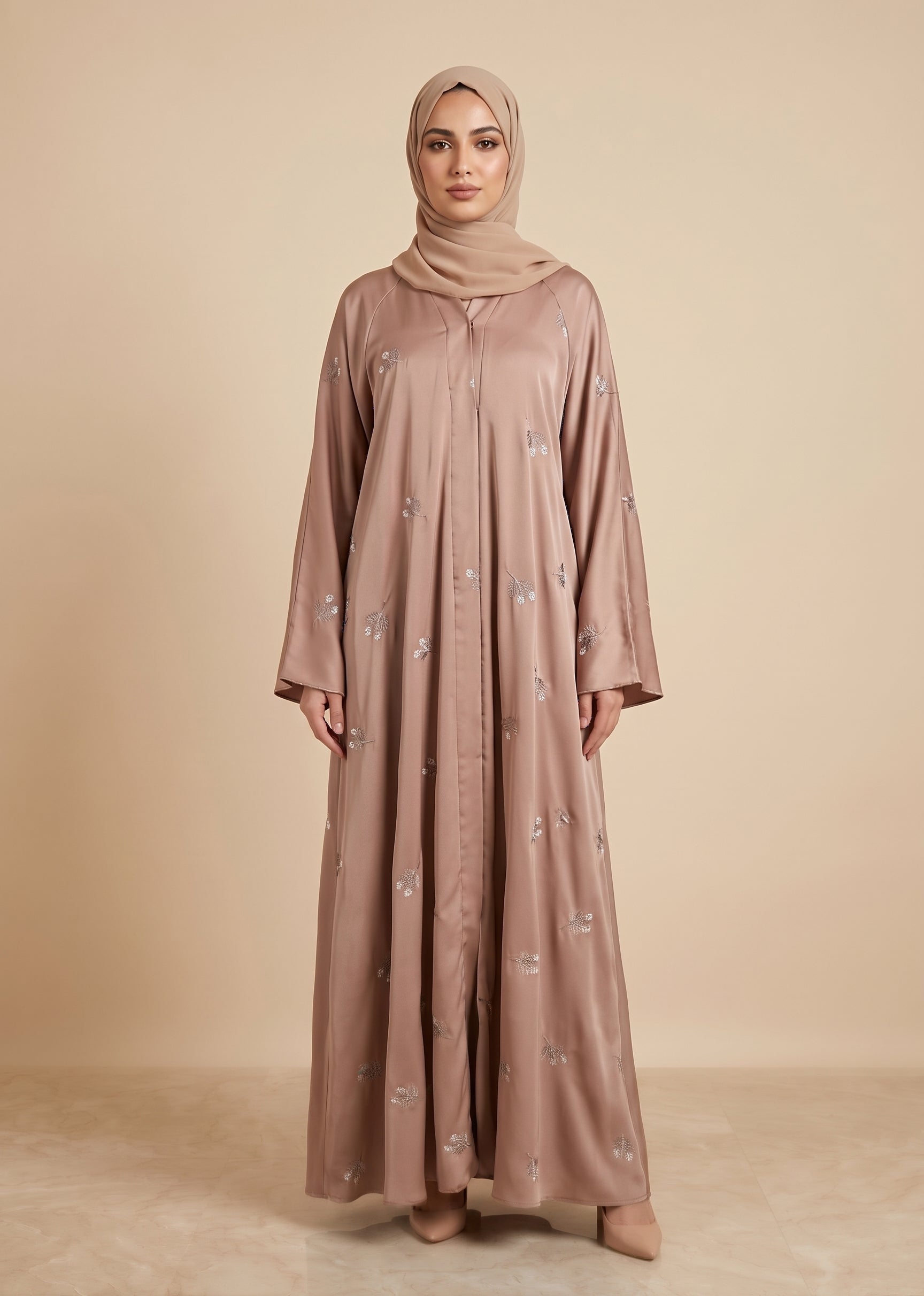 Leaf Design Umbrella Abaya