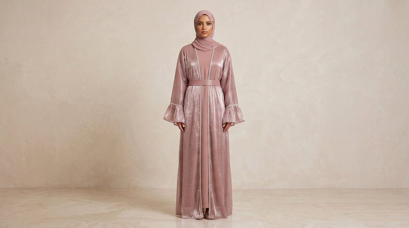 Cuffed Sleeve Organza Abaya