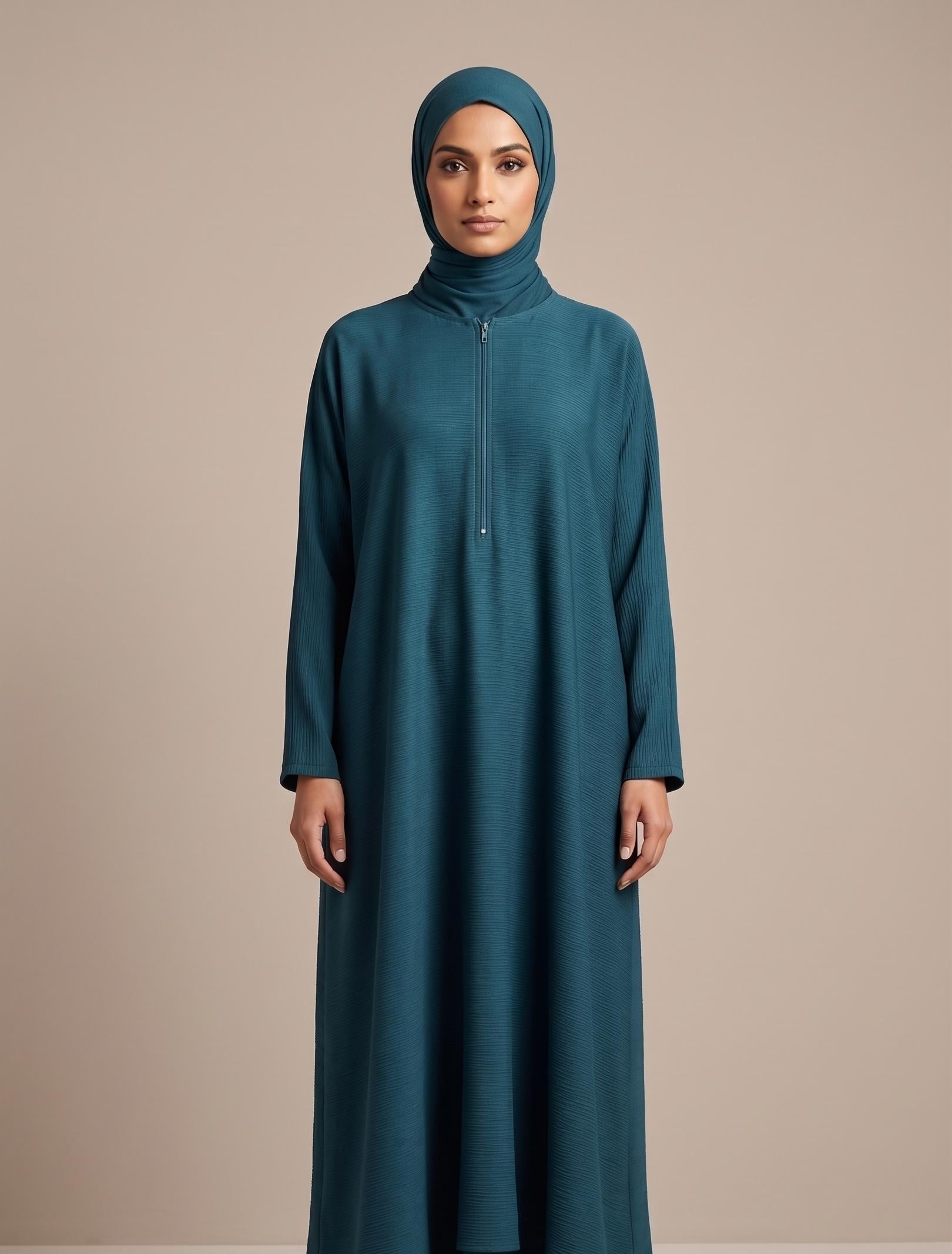 Plain Zipper Abaya