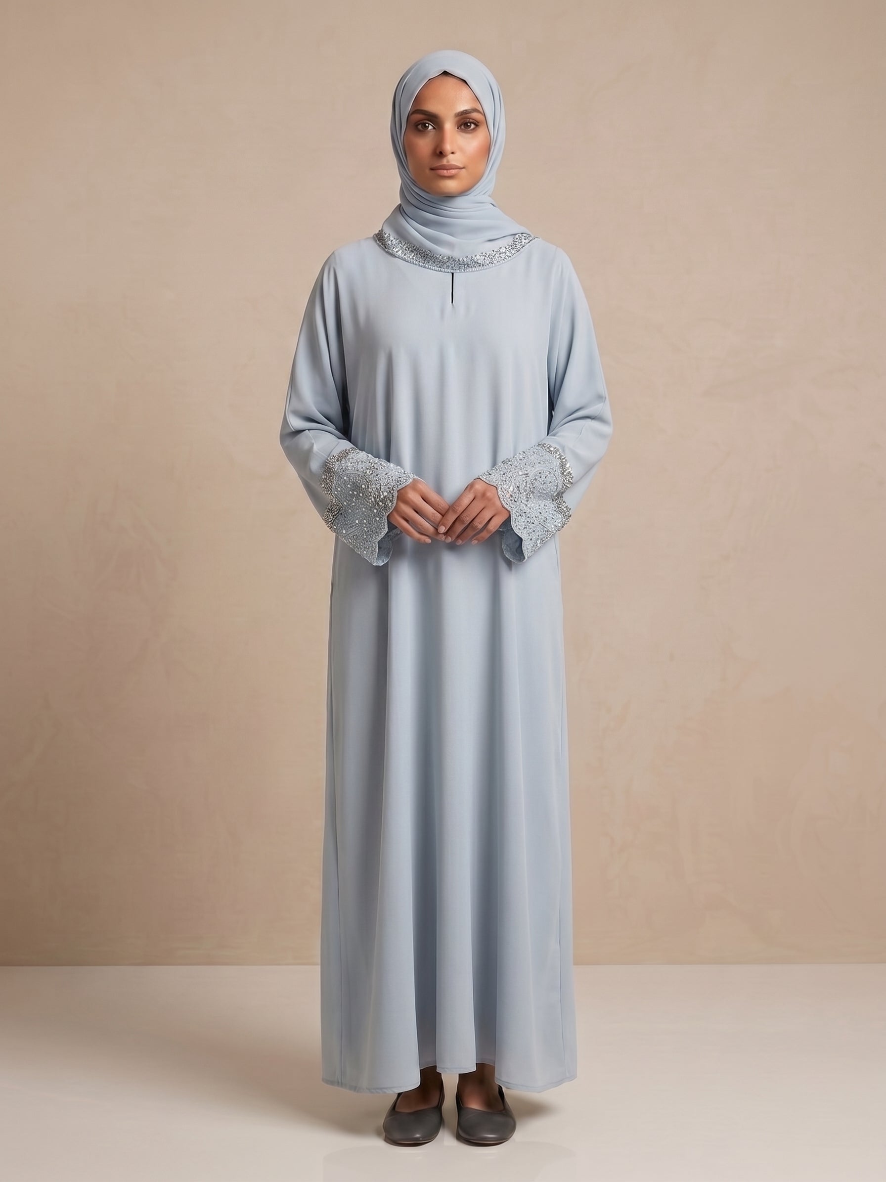 Wide Arm Embroidery Abaya