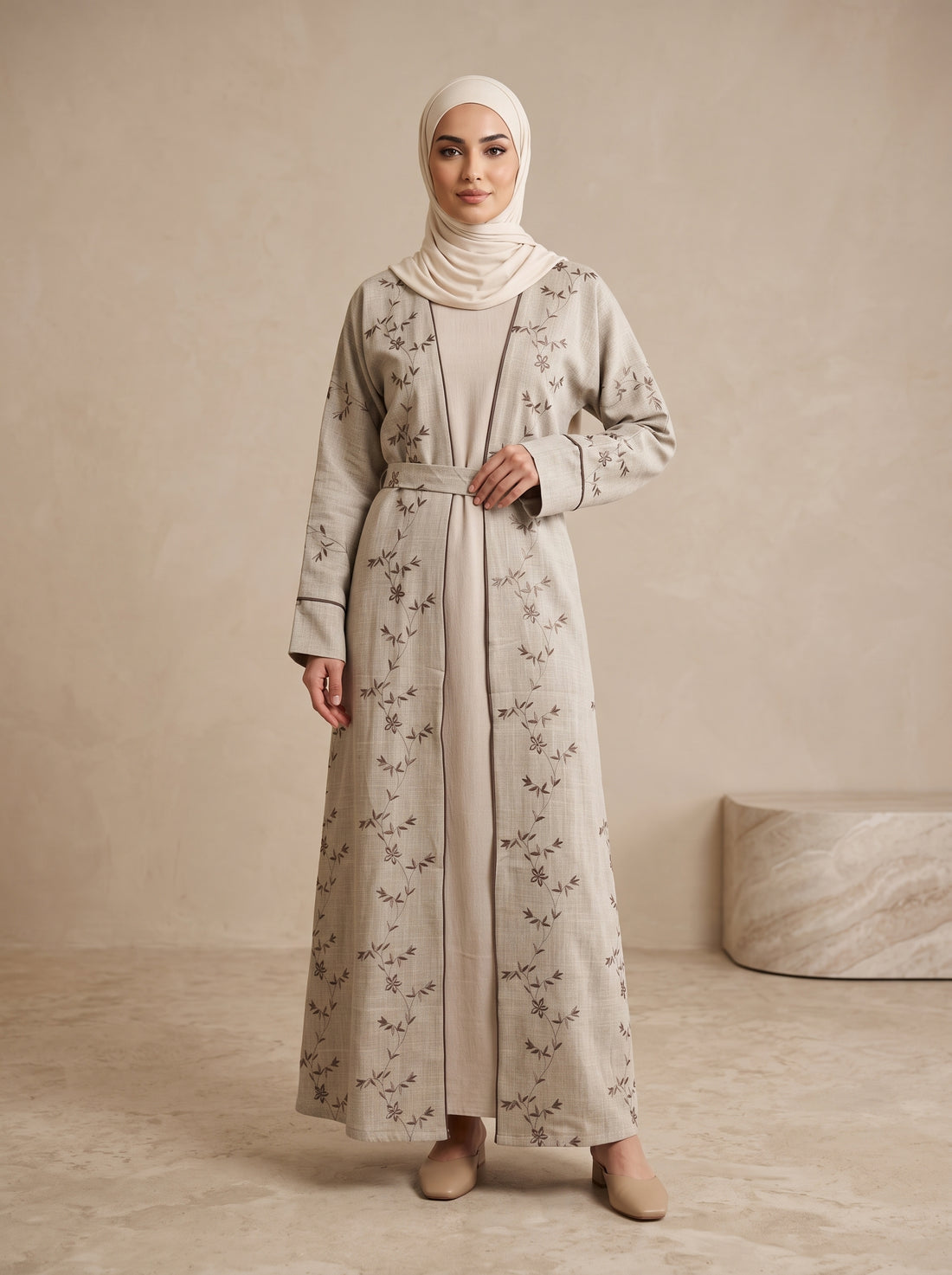 Linen Open Abaya