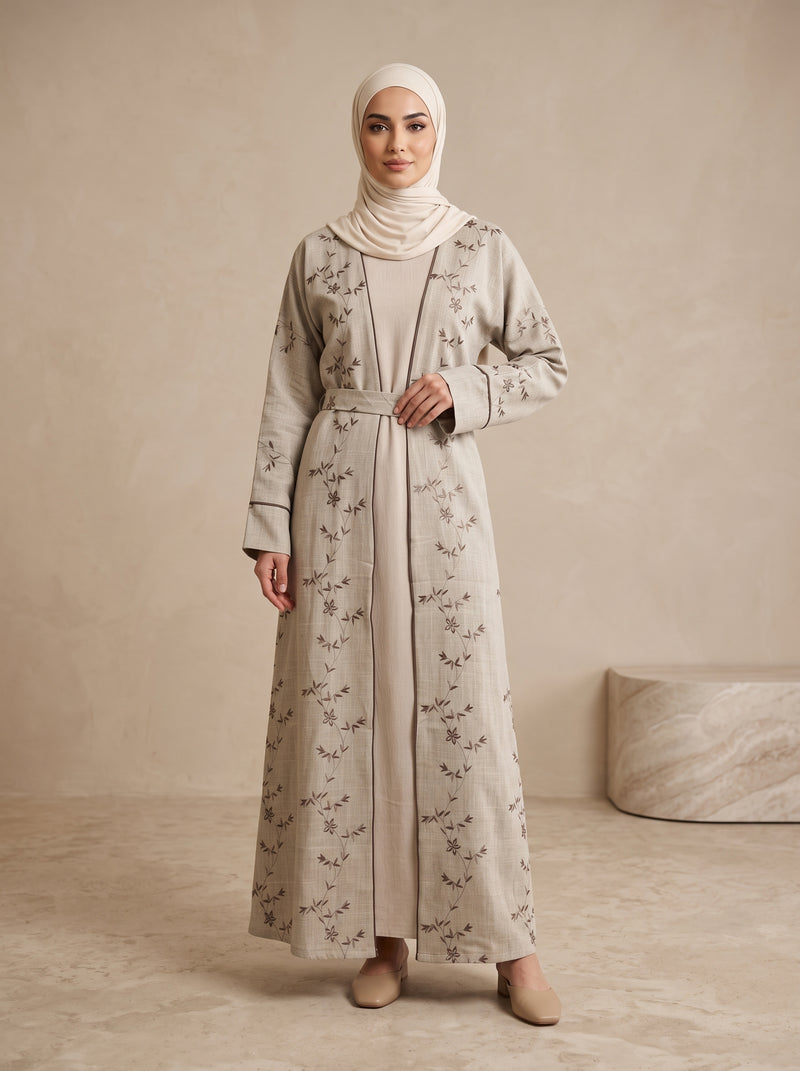 Linen Open Abaya