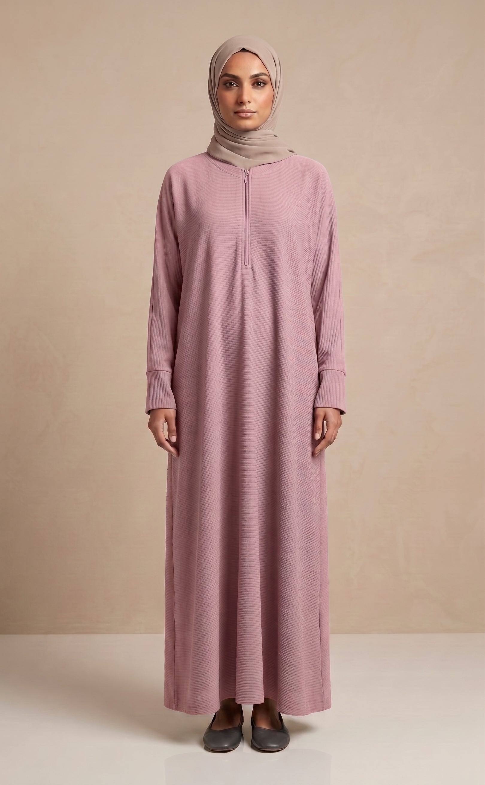 Plain Zipper Abaya