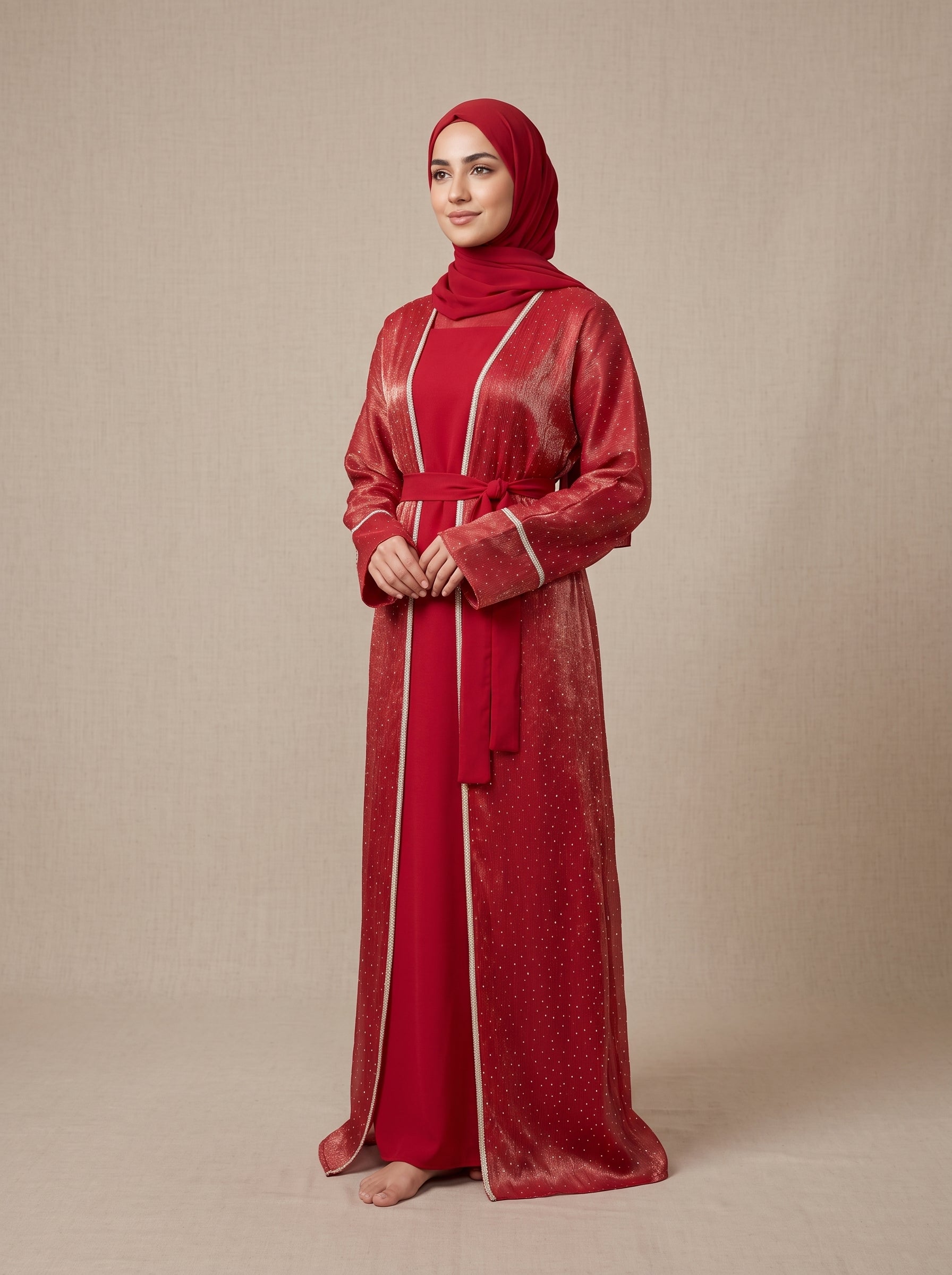 Straight Sleeve Organza Abaya