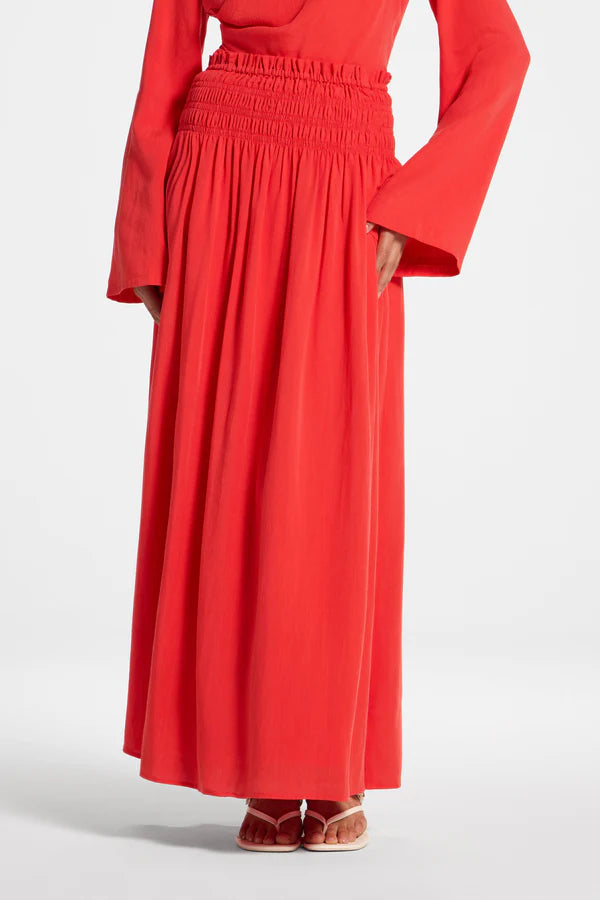Tencel Smocked Skirt - Strawberry